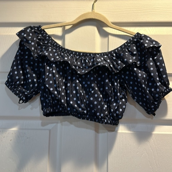 NEW! Majorelle Judah Polka Dot Off Shoulder Ruffle Top XS Cottagecore - Picture 2 of 7